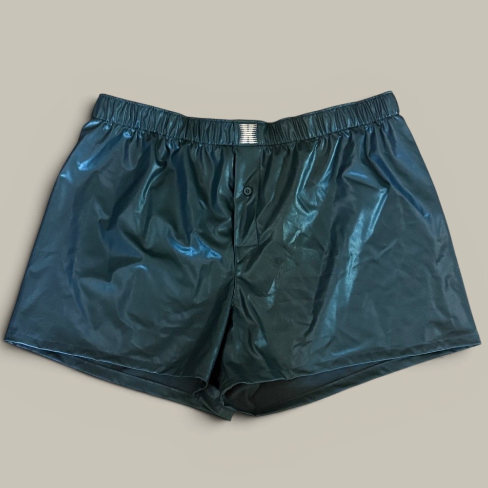 NEW Savage X Fenty Black Faux Leather Sleep Shorts Size L